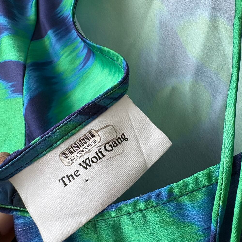The Wolf Gang Dress Calypso‎ Green Blue Abstract Long Sleeve Maxi Dress Size M - Picture 7 of 12